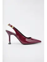 Kadın Bordo Rugan Tokalı Sivri Şık Topuklu Stiletto Ayakkabı