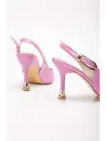 Kadın Pembe Rugan Tokalı Sivri Şık Topuklu Stiletto Ayakkabı