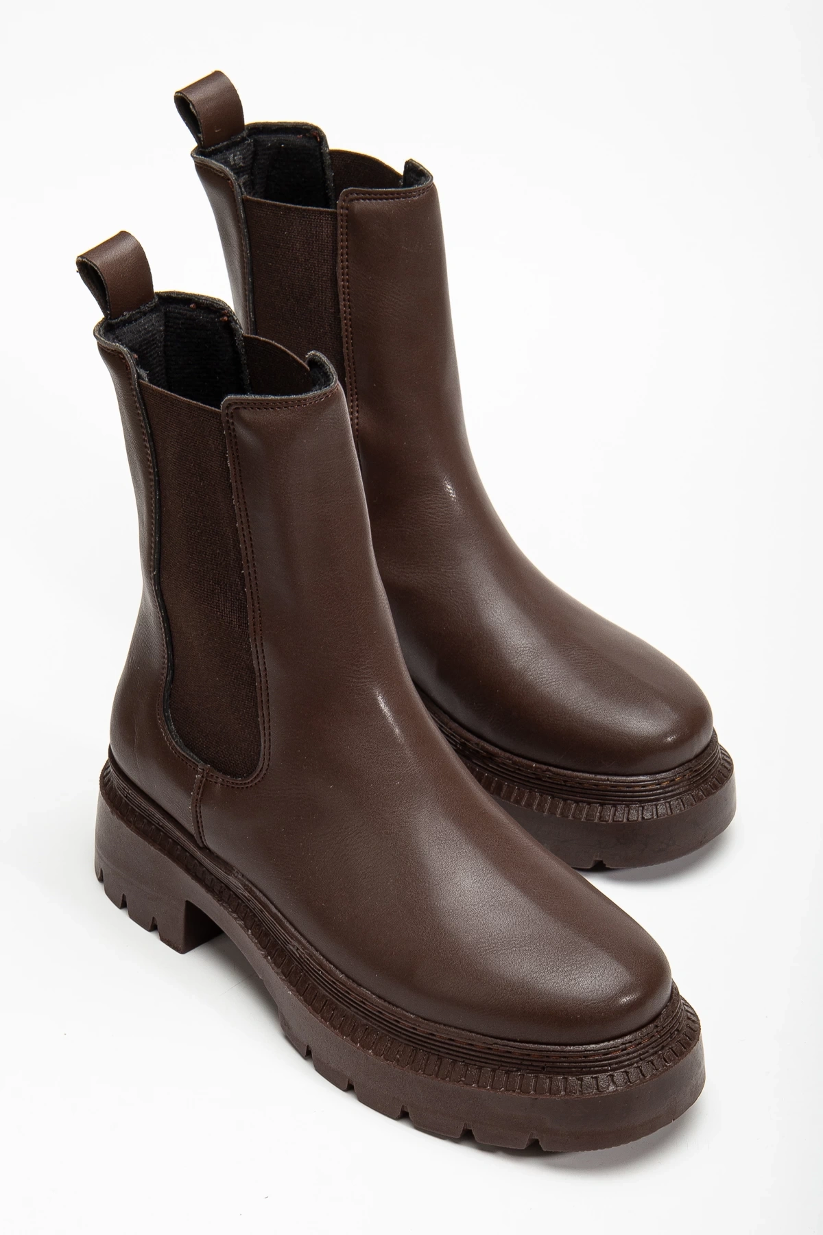 chelsea Kadın Kahverengi Deri Yandan Lastikli bot