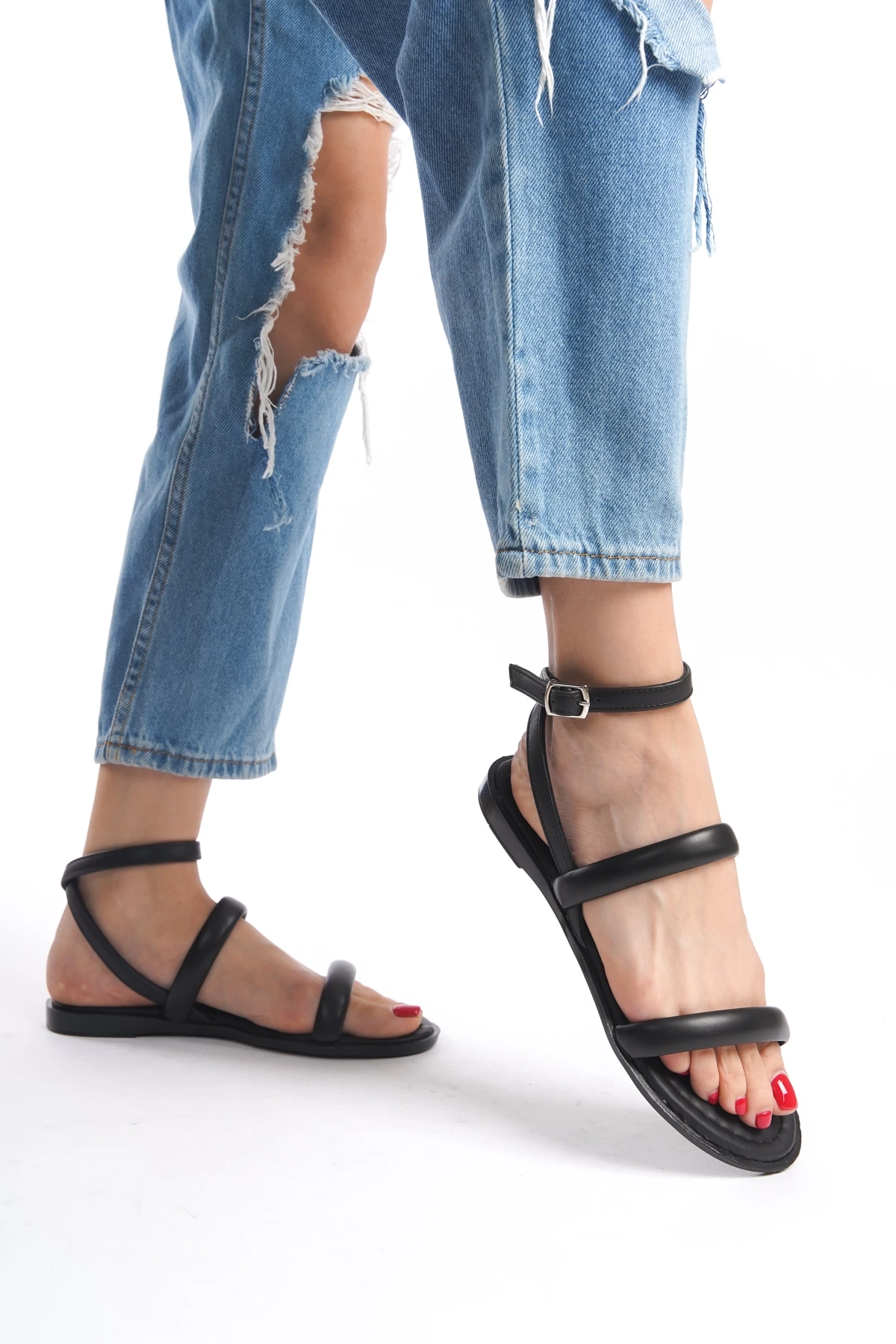 Kadın Biyeli Yeni Sezon Günlük Sandalet  Siyah