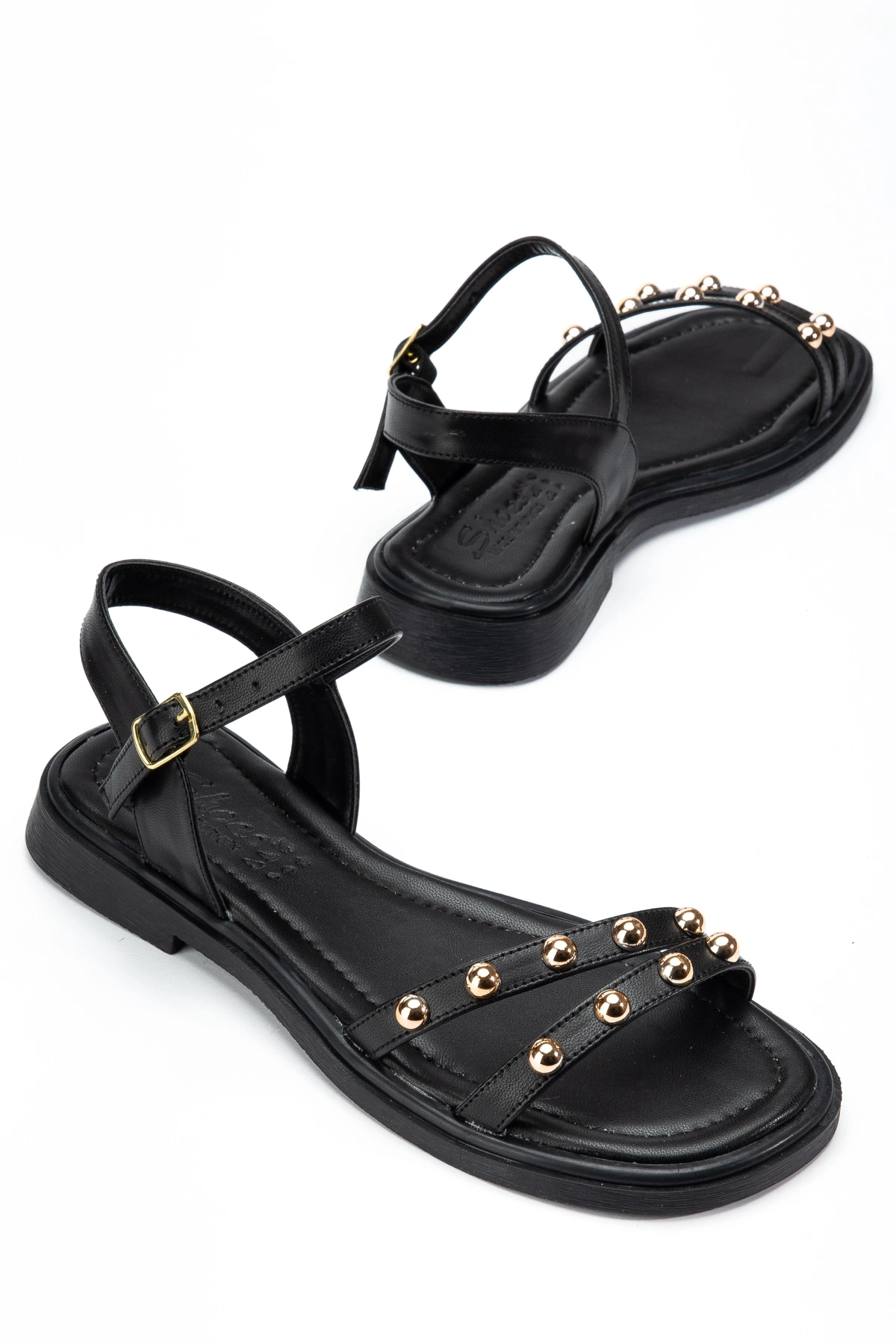 Kadın Siyah Aksesuarlı Günlük Sandalet