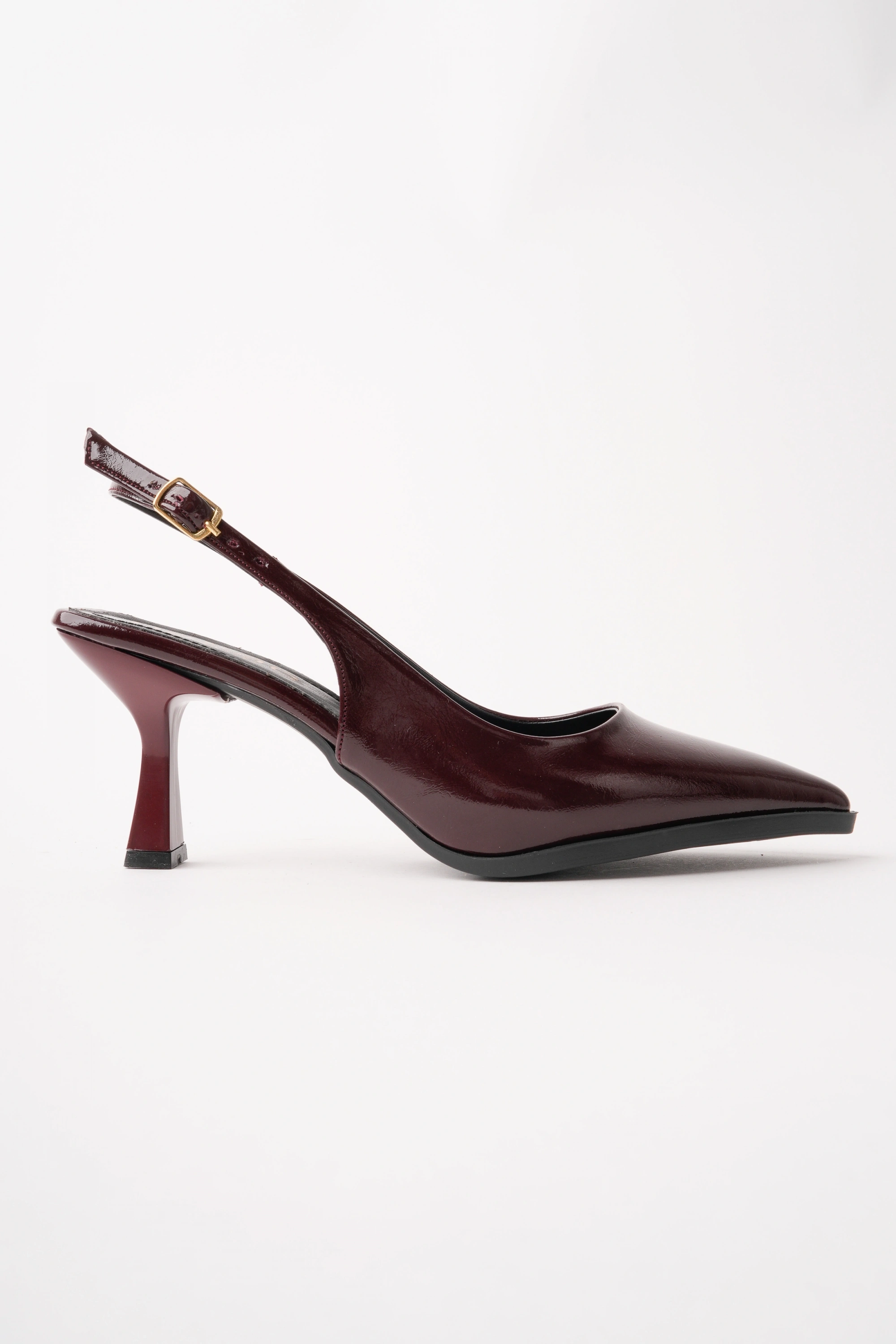 Kadın Bordo Arkası Açık Sivri Burun Topuklu Ayakkabı
