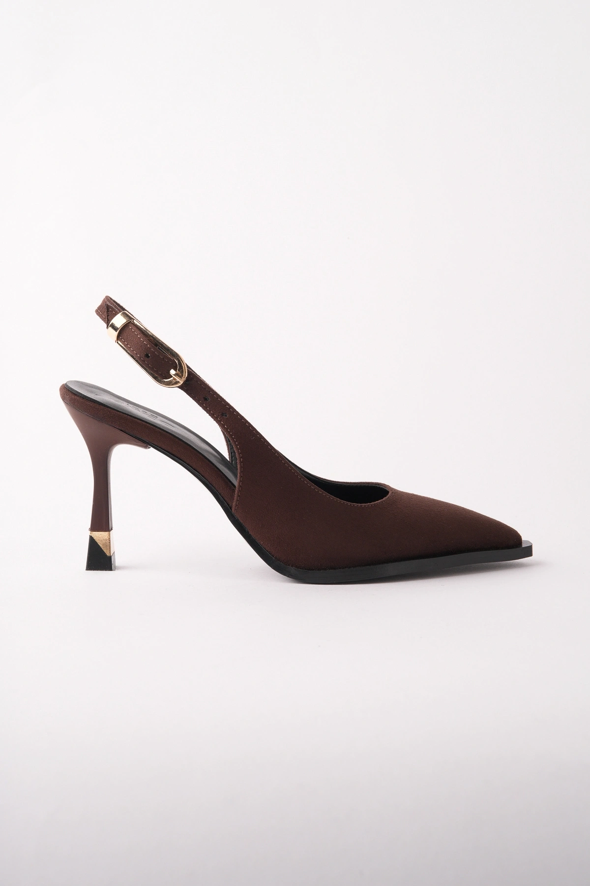 Kadın Kahverengi Süet Özel Taban Şık Topuklu Ayakkabı