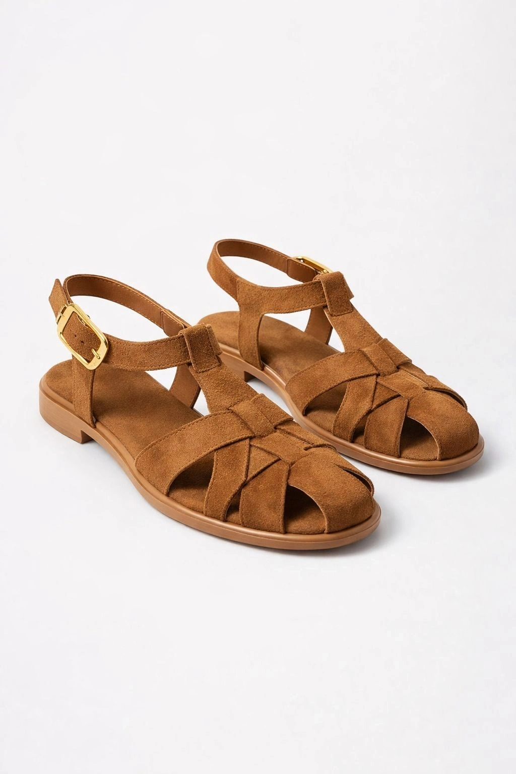 Kadın Taba Süet Kumaş Rahat Taban Günlük Sandalet