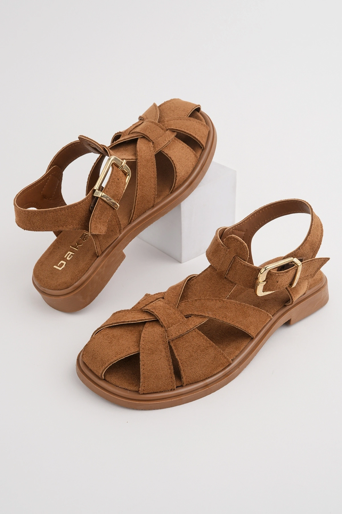 Kadın Taba Süet Kumaş Rahat Taban Günlük Sandalet