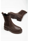chelsea Kadın Kahverengi Deri Yandan Lastikli bot