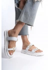 Kadın Beyaz Günlük Çift Kat Rahat Taban Sandalet Terlik