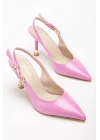 Kadın Pembe Tokalı Sivri Şık Topuklu Stiletto Ayakkabı