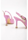 Kadın Pembe Tokalı Sivri Şık Topuklu Stiletto Ayakkabı