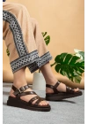 Kadın Kahverengi Aksesuar Detaylı Günlük Sandalet
