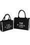 The P+Bag El ve Omuz Küçük Çanta Siyah Krem Çizgili
