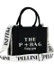 The P+Bag El ve Omuz Küçük Çanta Siyah Krem Çizgili
