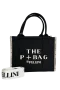 The P+Bag El ve Omuz Küçük Çanta Siyah Krem Çizgili