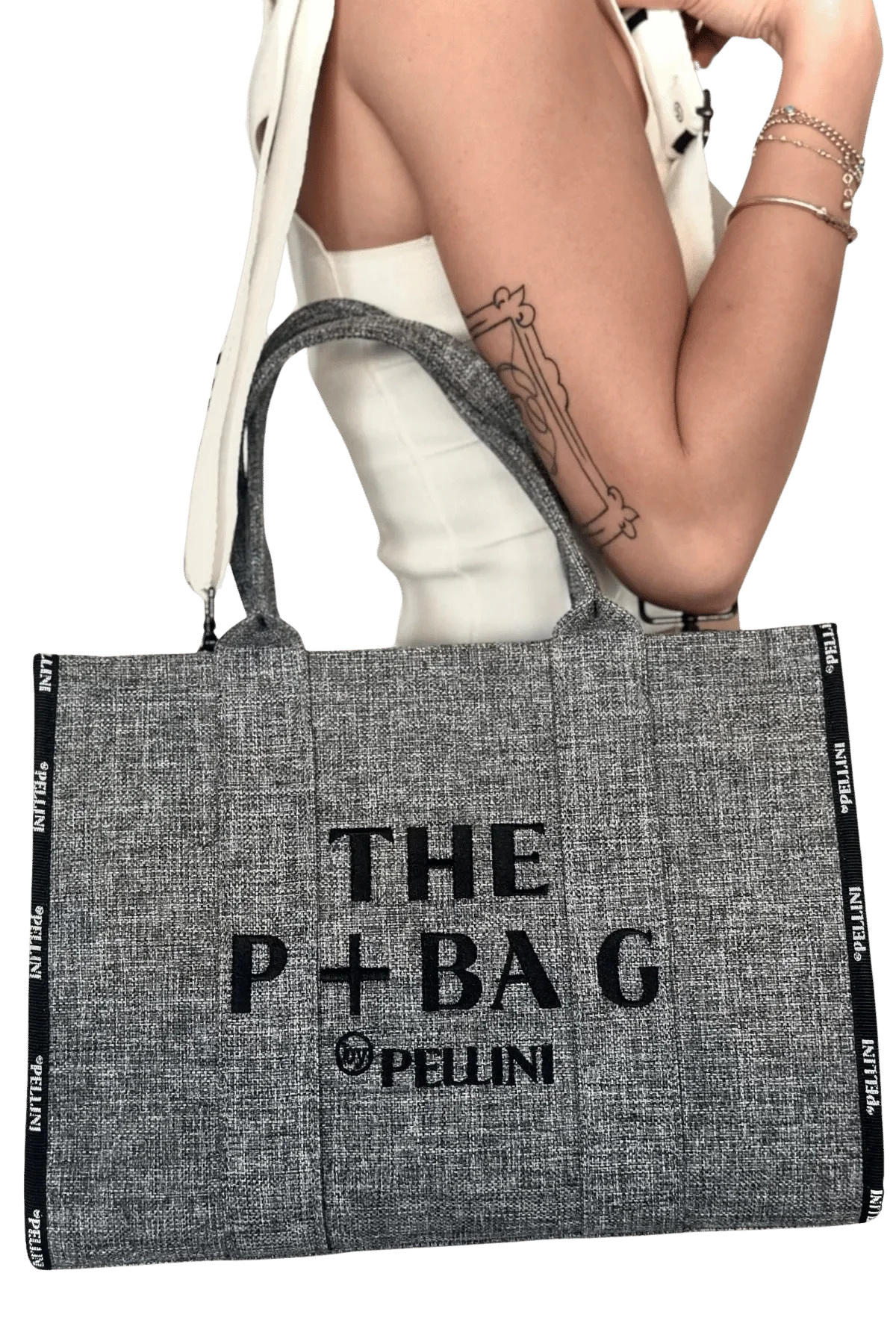 The P+Bag El ve Omuz Büyük Çanta Açık Gri
