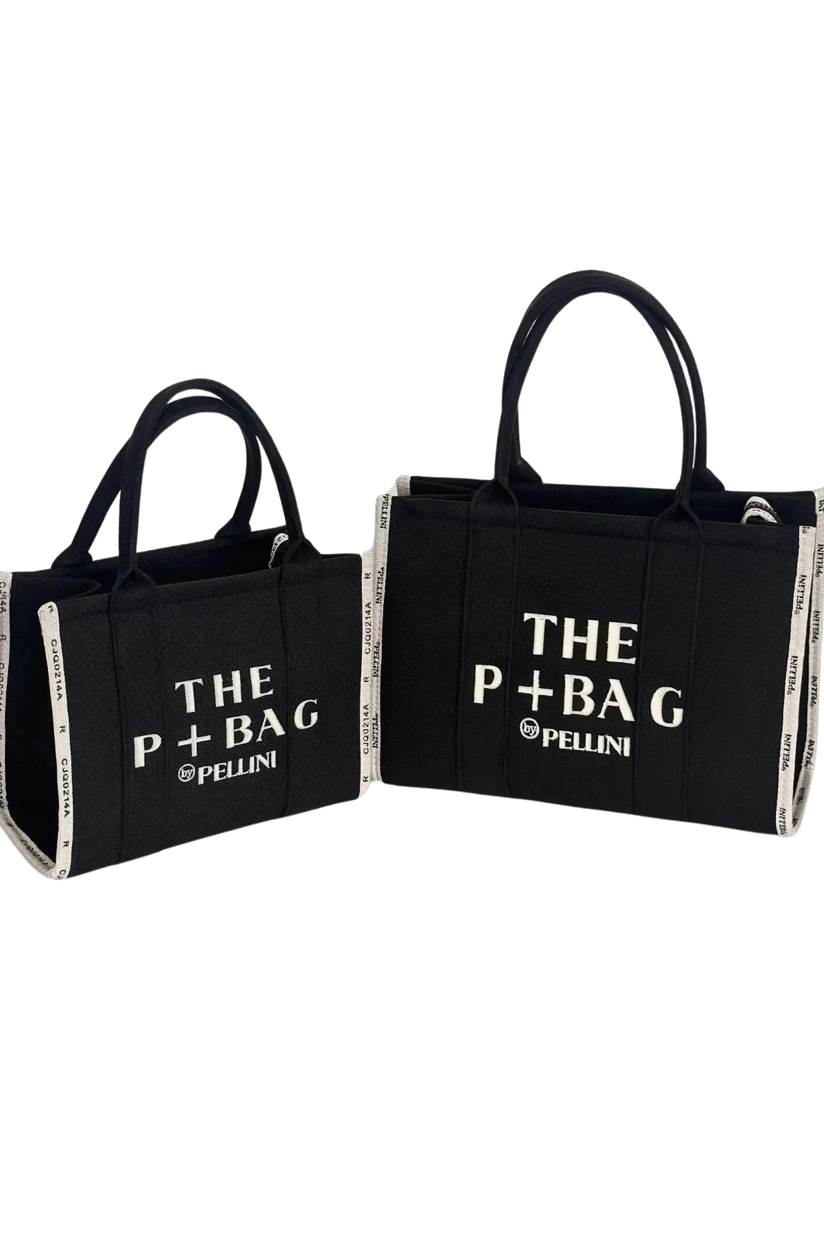 The P+Bag El ve Omuz Küçük Çanta Siyah Krem Çizgili