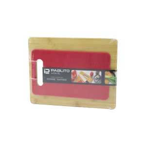 2PCS SET=AHŞAP BAMBU - PLASTİK KESİM PANOSU - KESME TAHTASI PLS:15X25CM- AHŞ:22X28CM (4597)