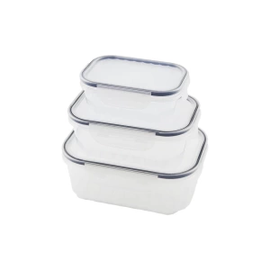 3PCS QUİCK SIZDIRMAZ SAKLAMA KABI SETİ ŞEFFAF KAP - BUĞULU-CONTALI KAPAK  500-1000-1700ML (4597)