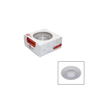 6 PARÇA  ÇAY TABAK KALP DESENLİ ŞEFFAF - BEYAZ MİKA KRİSTAL (4597)
