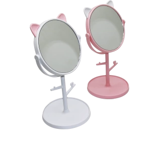 6&quot; - PLASTİK YUVARLAK - KULAKLI ORGANİZERLİ - TAKI ASKILI MAKYAJ AYNASI (4597)