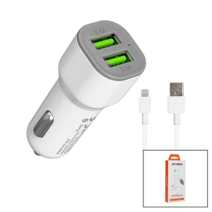 İPHONE - KABLOLU  OTO - ARAÇ ÇAKMAKLIK ŞARJ BAŞLIK SET  3.1A - 155W - 1MT KABLO  HY-X44 (4597)
