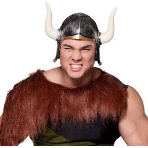 Mega Boynuzlu Viking Ivar Kaskı Eskitilmiş Desen Gümüş Renk (4597)