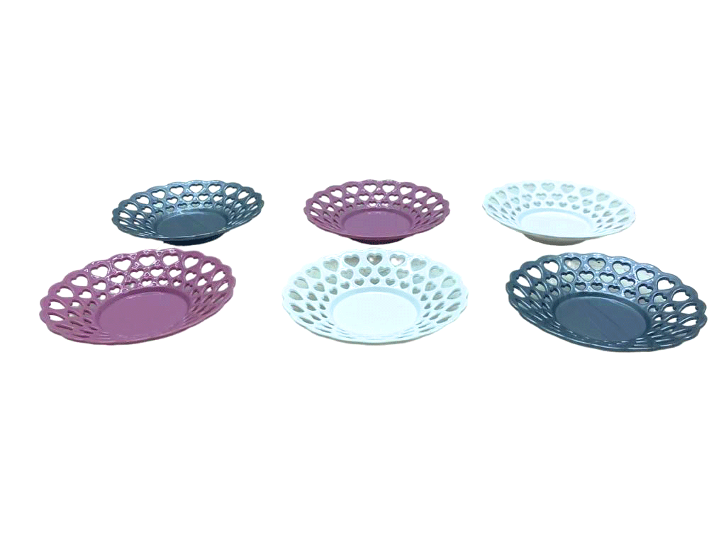 6 PARÇA  RENKLİ PLASTİK ÇAY TABAK (4597)