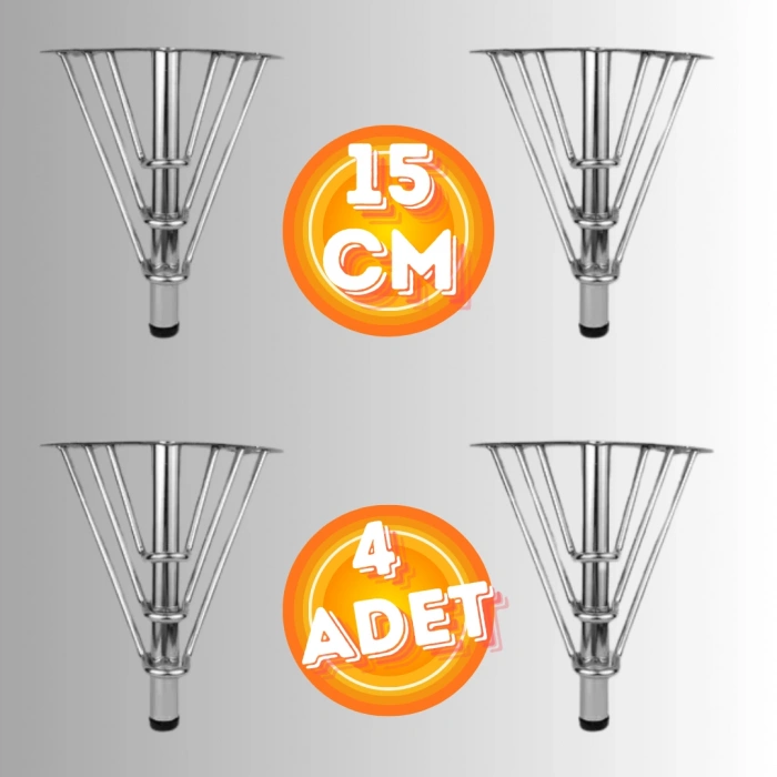 15 CM METAL 3 TELLİ KOLTUK AYAĞI MOBİLYA AYAĞI ÜNİTE AYAĞI KONSOL AYAĞI PUF BERJER AYAĞI (4 ADET)