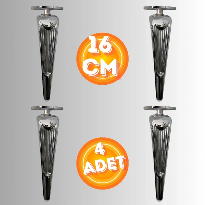16 CM METAL KLAS KOLTUK AYAĞI MOBİLYA AYAĞI ÜNİTE AYAĞI KONSOL AYAĞI PUF BERJER AYAĞI (4 ADET)