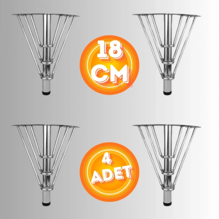 18 CM METAL 3 TELLİ KOLTUK AYAĞI MOBİLYA AYAĞI ÜNİTE AYAĞI KONSOL AYAĞI PUF BERJER AYAĞI (4 ADET)