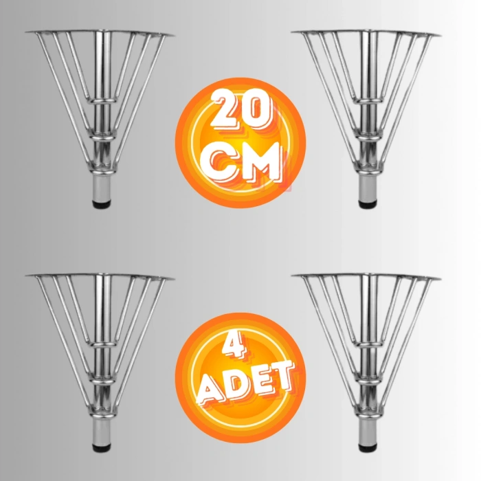 20 CM METAL 3 TELLİ KOLTUK AYAĞI MOBİLYA AYAĞI ÜNİTE AYAĞI KONSOL AYAĞI PUF BERJER AYAĞI (4 ADET)