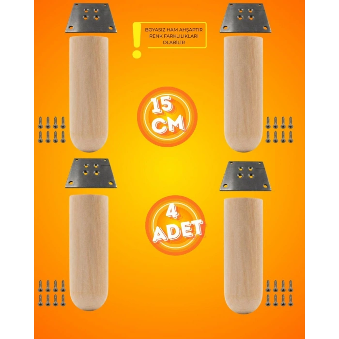 Ahşap Bohem Ayak 15 cm ( 4 ADET )