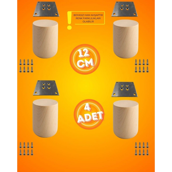 Ahşap Bohem Ayak 12 cm ( 4 ADET )