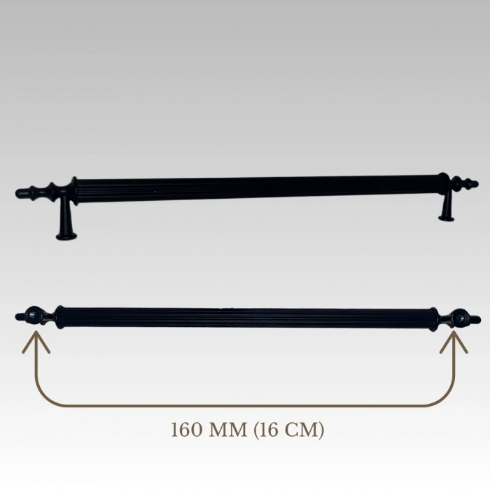 Klipso Mat Siyah 160 MM Metal Lüks Çekmece Dolap Mobilya Kulpları