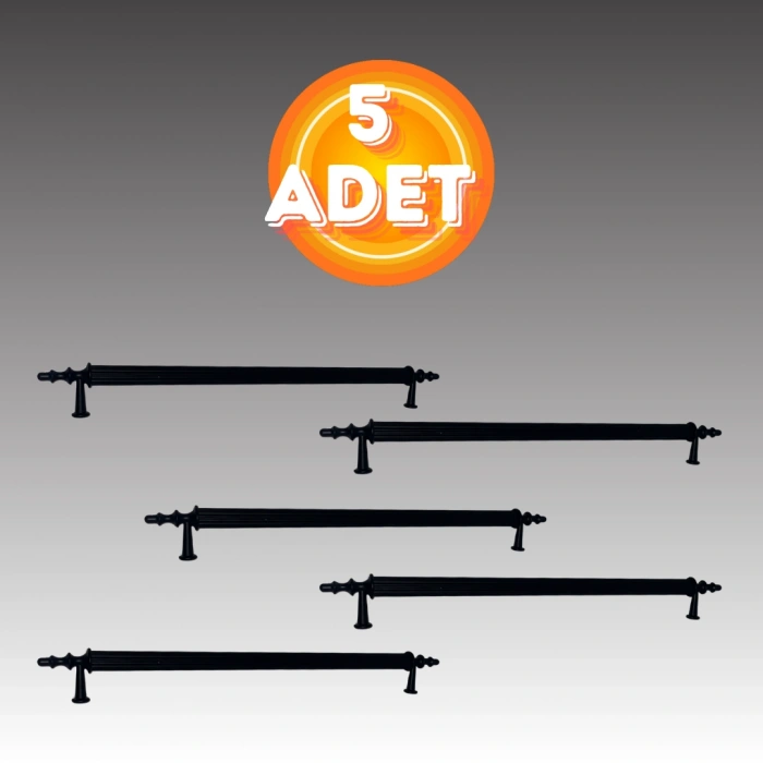 Klipso Mat Siyah 192 MM Metal Lüks Çekmece Dolap Mobilya Kulpları ( 5 ADET )