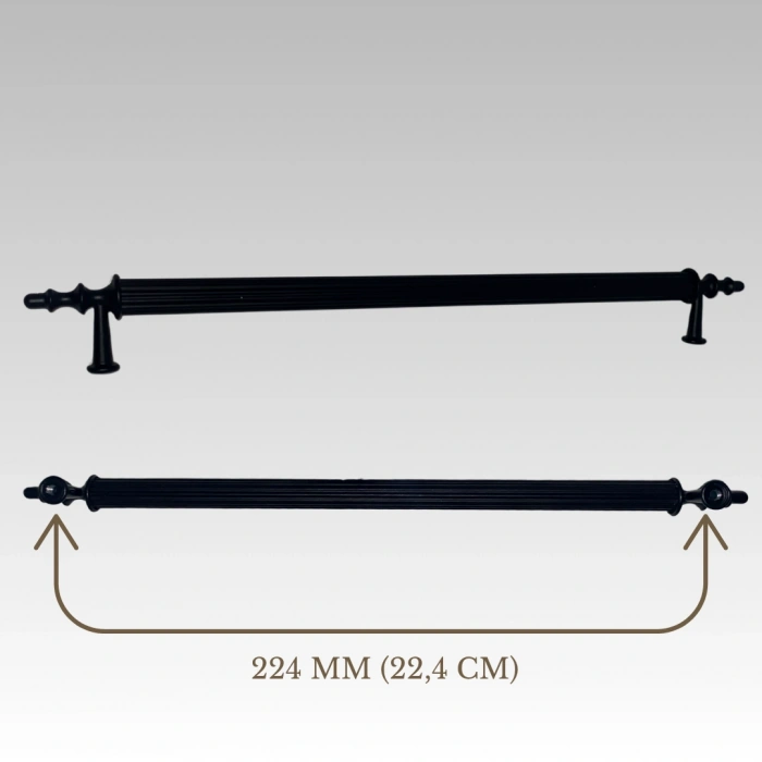 Klipso Mat Siyah 224 MM Metal Lüks Çekmece Dolap Mobilya Kulpları ( 5 ADET )