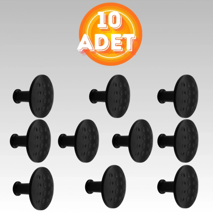 Noktalı Düğme Çekmece Dolap Kapak Kulpu Kulbu Mat Siyah Metal Daire Kulp ( 10 ADET )