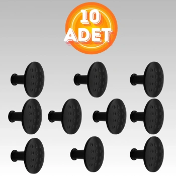 Noktalı Düğme Çekmece Dolap Kapak Kulpu Kulbu Mat Siyah Metal Daire Kulp ( 10 ADET )