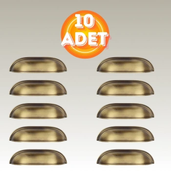 Tas Midye Çanak 96mm Antik Sarı Dolap Çekmece Vestiyer Mobilya Kulpu Metal Kulp ( 10 ADET )