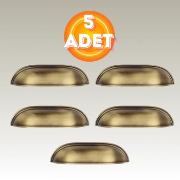 Tas Midye Çanak 96mm Antik Sarı Dolap Çekmece Vestiyer Mobilya Kulpu Metal Kulp ( 5 ADET )
