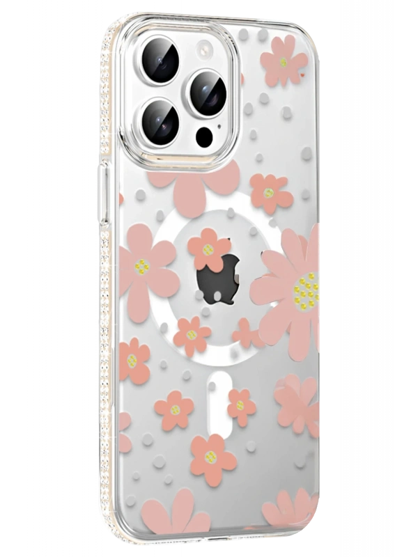 Joko Apple iPhone 14 Pro Max Floral Magsafe Kapak - Pembe