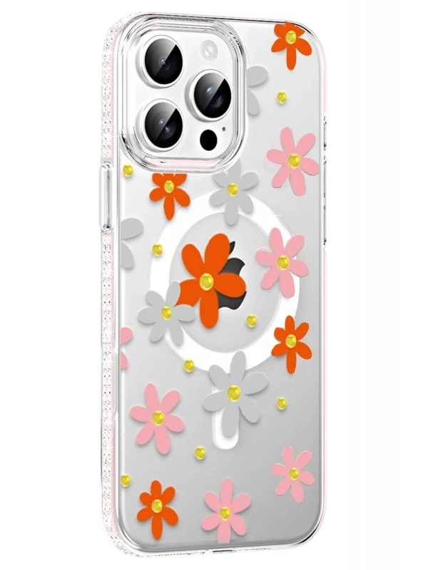 Joko Apple iPhone 14 Pro Max Floral Magsafe Kapak - Turuncu