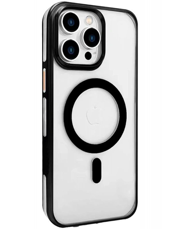 Joko Apple iPhone 15 Pro Max Gleam PC Sert Magsafe Kılıf - Şeffaf-Siyah