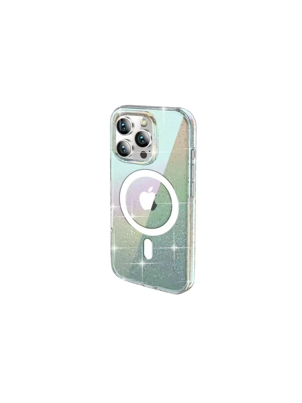 Apple iPhone 15 Pro Max Rasasi Simli Magsafe Kapak - Şeffaf