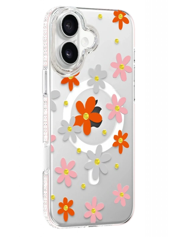 Joko Apple iPhone 16 Floral Magsafe Kapak - Turuncu