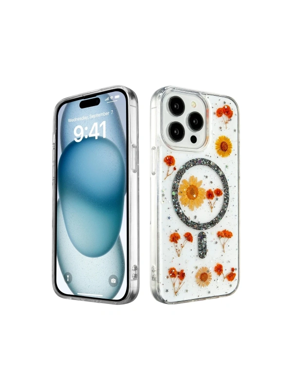 KILIFINI SEÇ - Apple iPhone 15 Pro Max Kılıf Daisy Simli Magsafe Kapak
