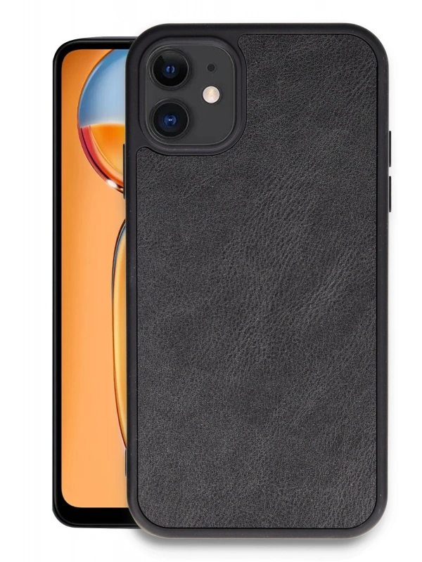 Newface Apple iPhone 11 Kılıf Aras Deri Kapak - Siyah