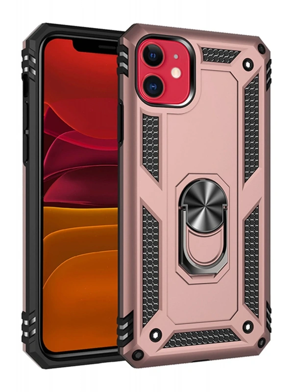 Newface Apple iPhone 11 Kılıf Sofya Yüzüklü Silikon Kapak - Rose