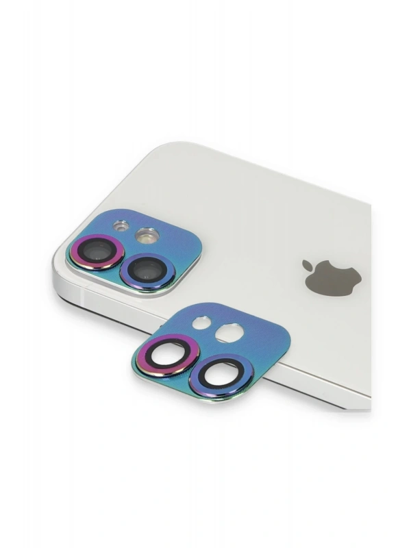 Newface Apple iPhone 11 Pers Alüminyum Kamera Lens - Rainbow