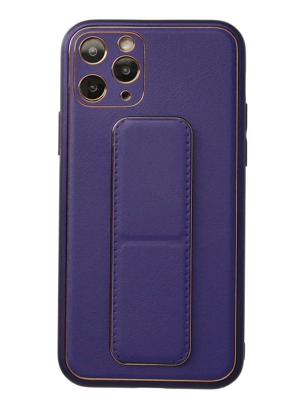 Newface Apple iPhone 11 Pro Kılıf Coco Deri Standlı Kapak - Mor
