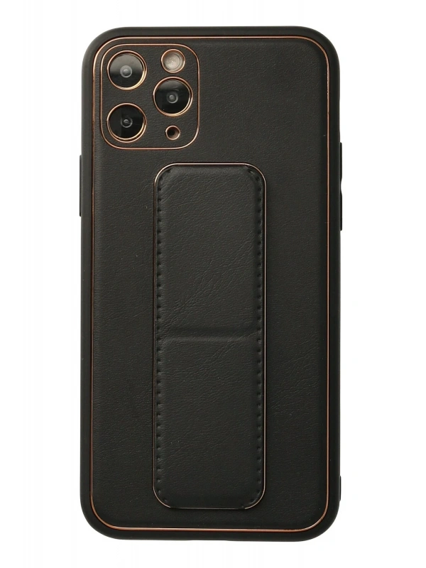 Newface Apple iPhone 11 Pro Kılıf Coco Deri Standlı Kapak - Siyah